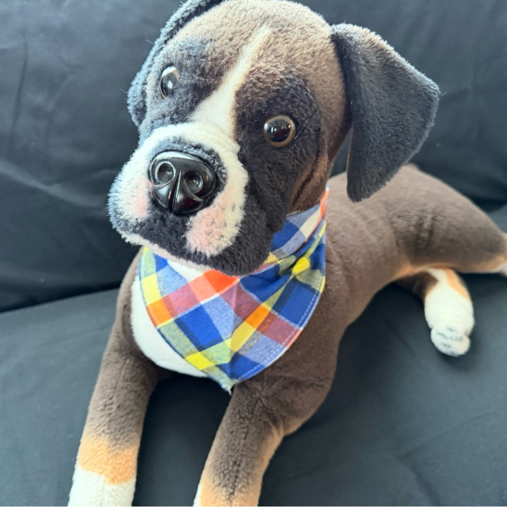 Blue, orange, and yellow Checkered   Dog Bandanna